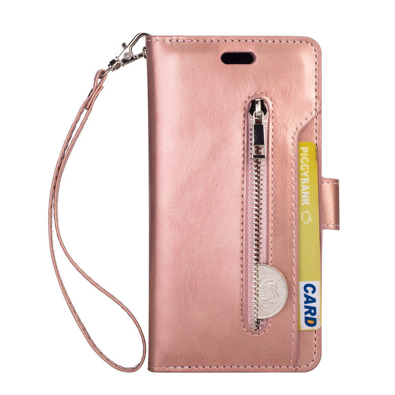 Multi function zipper wallet mobile leather case - Multi Function Zipper Wallet Mobile Leather Case