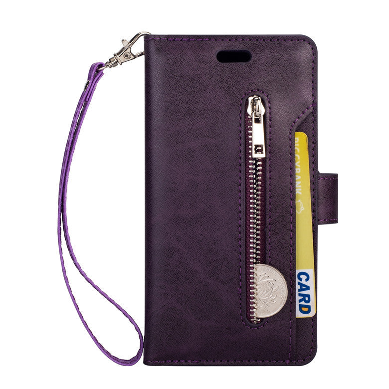 Multi function zipper wallet mobile leather case - Multi Function Zipper Wallet Mobile Leather Case