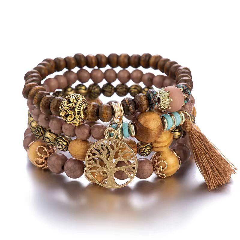 Multi-layer Wooden Bead Stretch Beaded Bracelet - Multi-layer Wooden Bead Stretch Bracelet for All