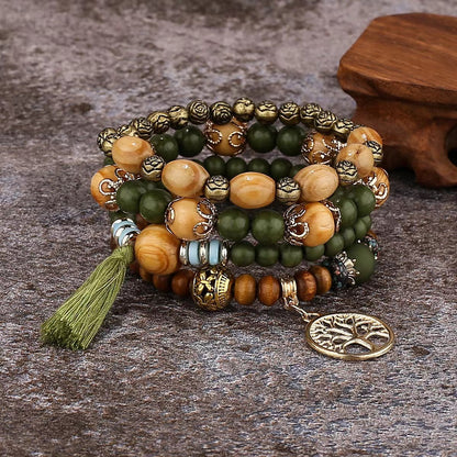 Multi-layer Wooden Bead Stretch Beaded Bracelet - Multi-layer Wooden Bead Stretch Bracelet for All