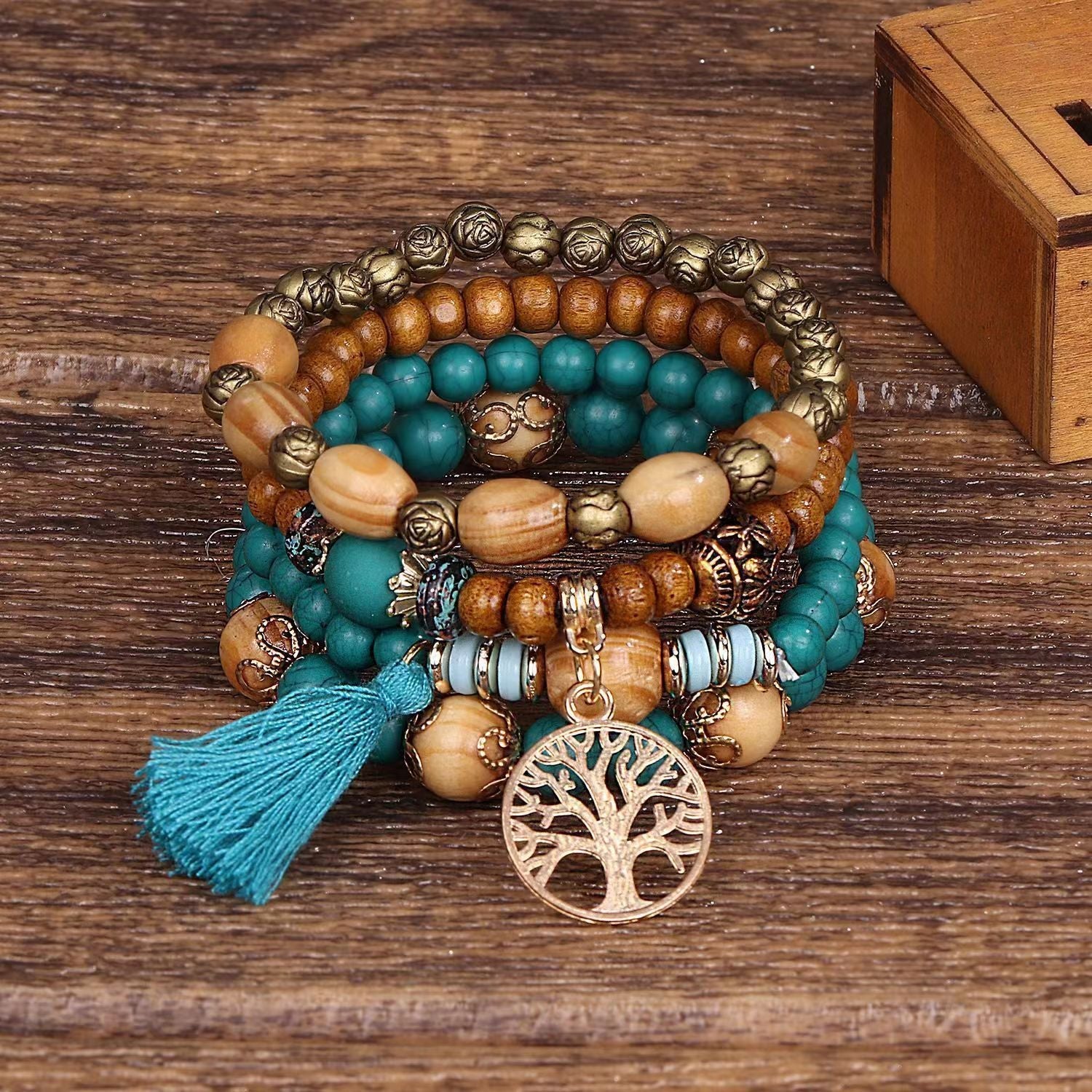 Multi-layer Wooden Bead Stretch Beaded Bracelet - Multi-layer Wooden Bead Stretch Bracelet for All