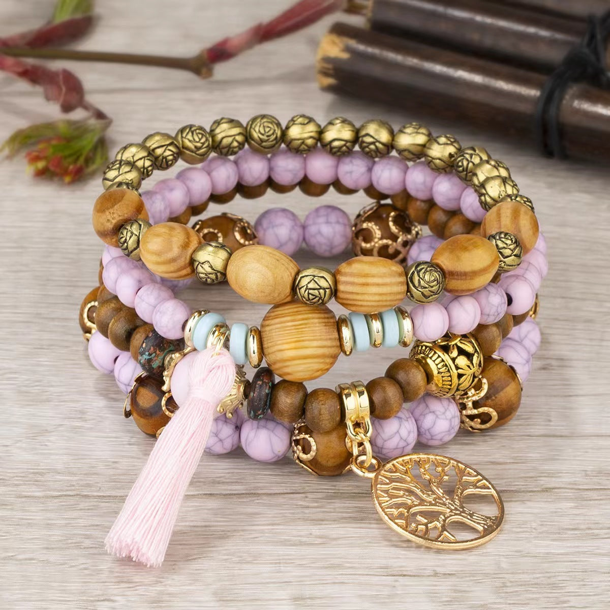 Multi-layer Wooden Bead Stretch Beaded Bracelet - Multi-layer Wooden Bead Stretch Bracelet for All