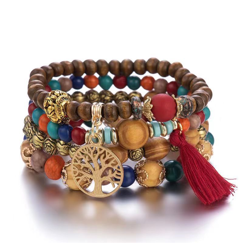 Multi-layer Wooden Bead Stretch Beaded Bracelet - Multi-layer Wooden Bead Stretch Bracelet for All