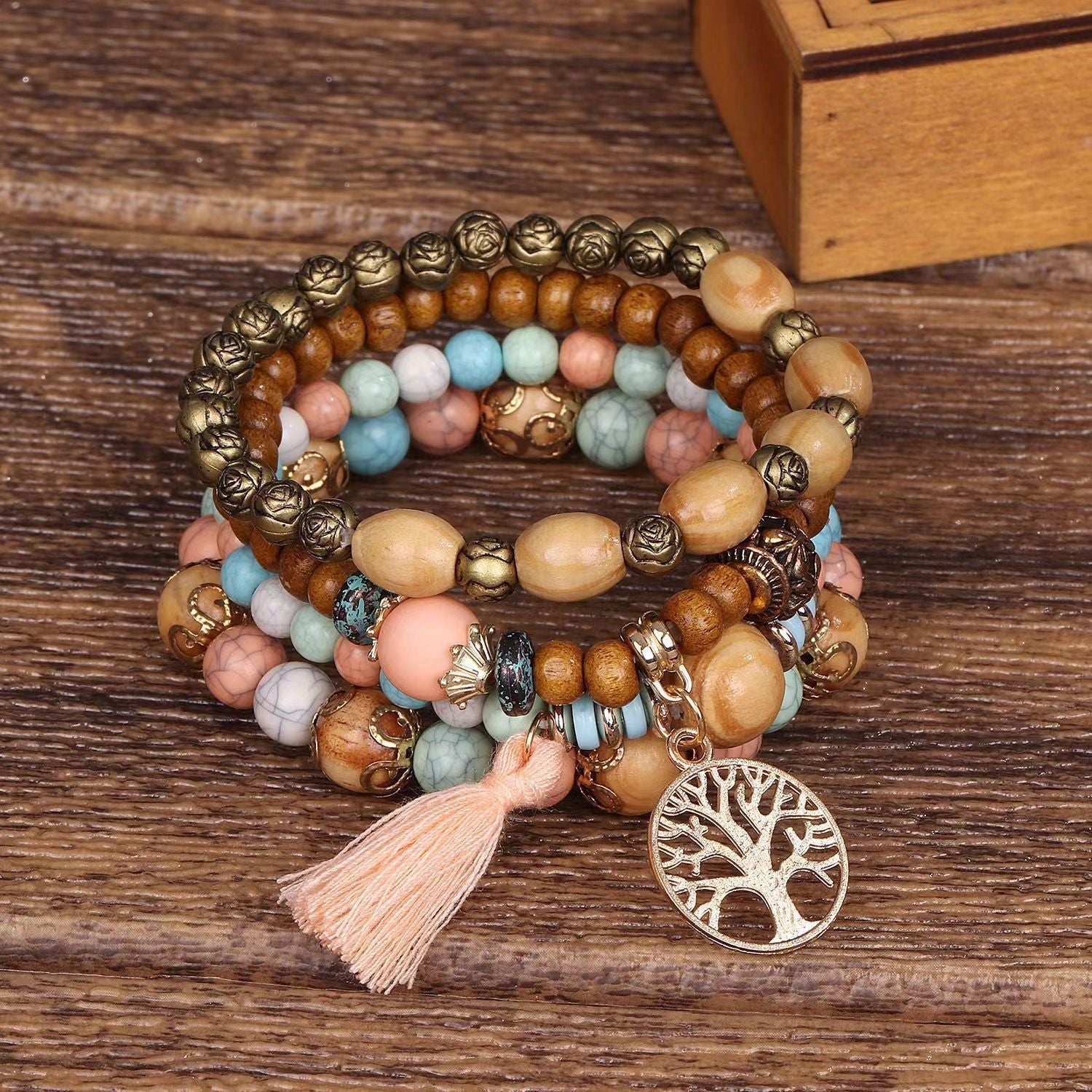 Multi-layer Wooden Bead Stretch Beaded Bracelet - Multi-layer Wooden Bead Stretch Bracelet for All