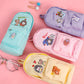 Multi-Purpose Large-Capacity Canvas Pencil Case Cute - Pencil Case Parade with Pink Cat and Colorful Bears