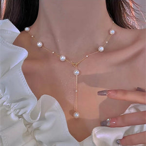 Multi-wear Pearl Necklace Women’s Simple Fashion Necklace - Multi-Wear Starry Pearl Necklace for Women Fashion