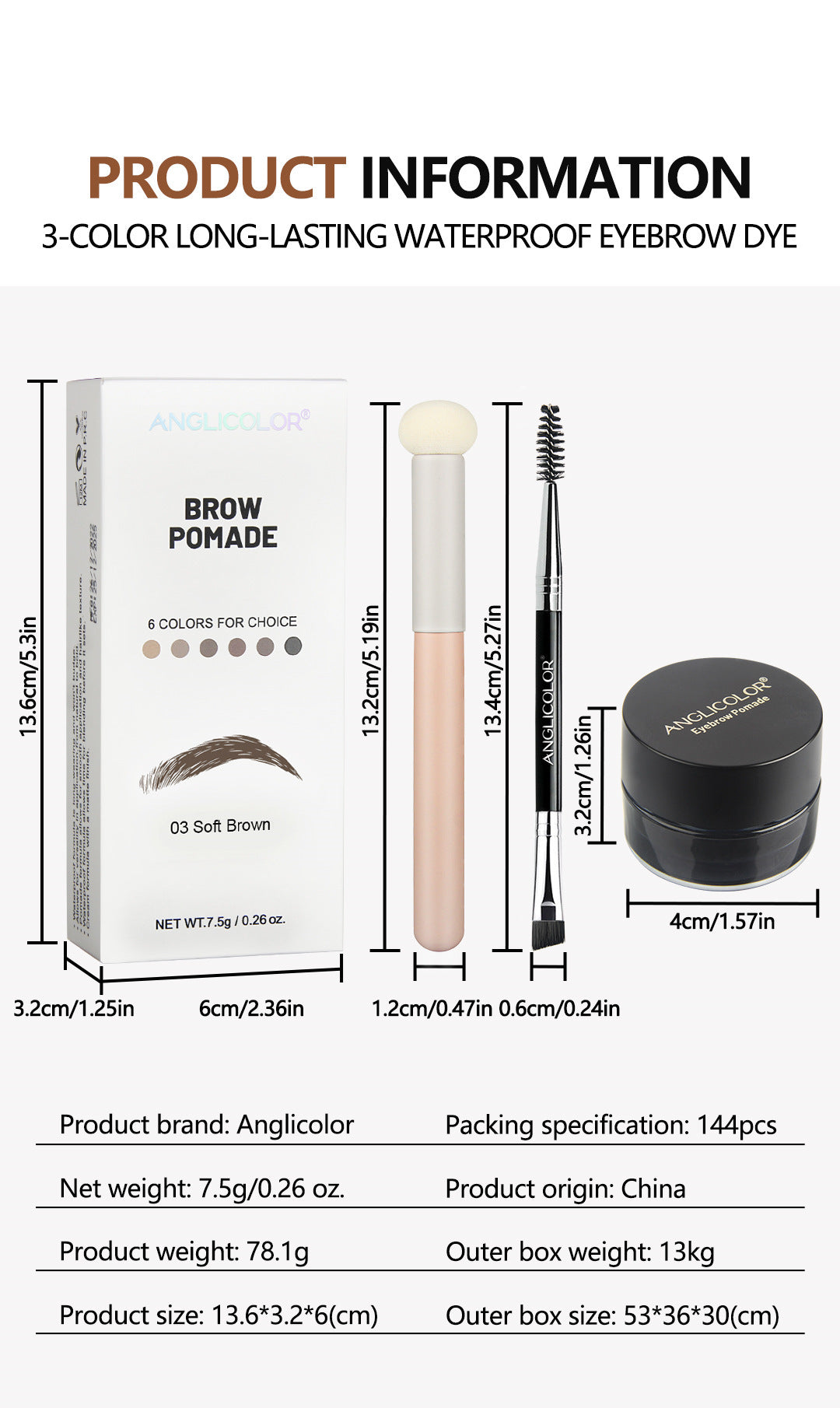 Multicolor Brow Cream Suit Long Lasting with Eyebrow Pencil and Brush - Teleplus brow cream suit long lasting