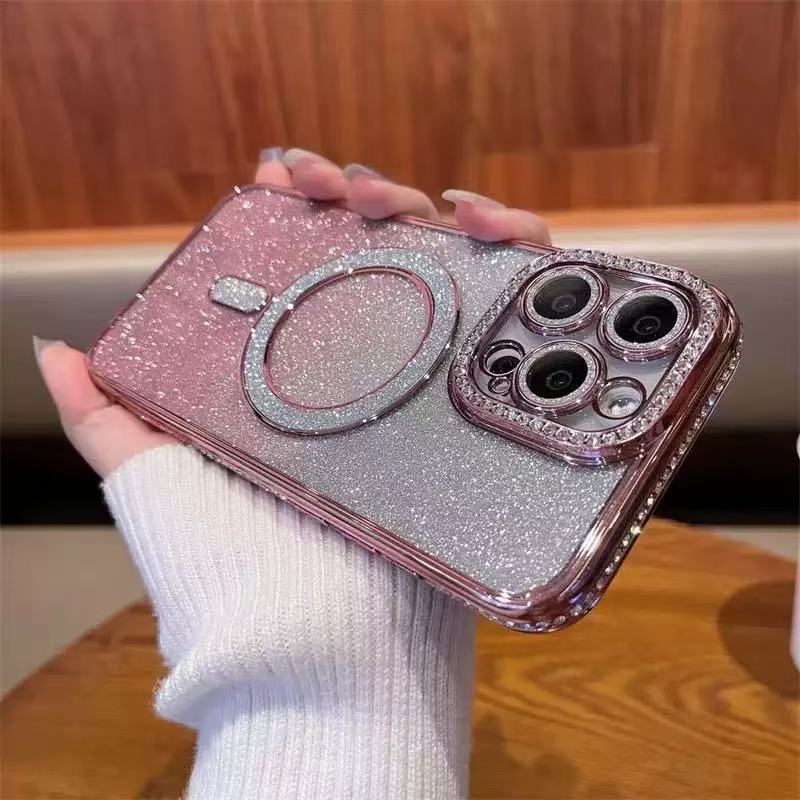 Multicolor Shockproof Magnetic TPU Phone Case with Rhinestones and Heat Dissipation - Teleplus