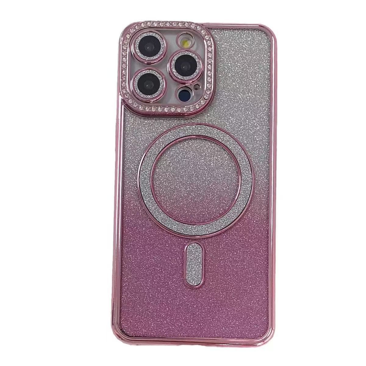 Multicolor Shockproof Magnetic TPU Phone Case with Rhinestones and Heat Dissipation - Teleplus
