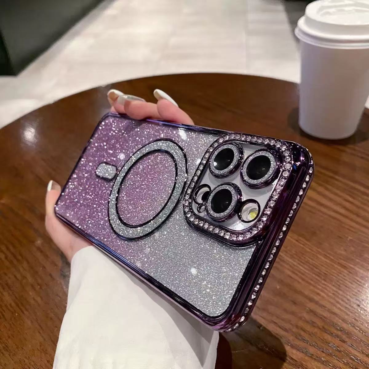 Multicolor Shockproof Magnetic TPU Phone Case with Rhinestones and Heat Dissipation - Teleplus