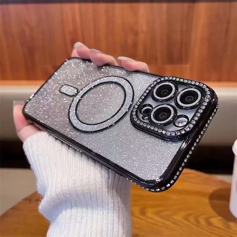 Multicolor Shockproof Magnetic TPU Phone Case with Rhinestones and Heat Dissipation - Teleplus