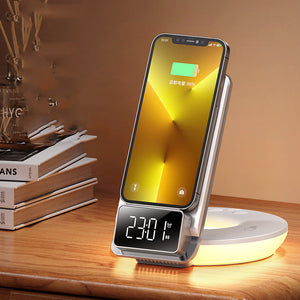 Multifunctional 15W Wireless Charger Foldable Desktop Stand With Night Light - Charge in Style with a Glow and No Wires!