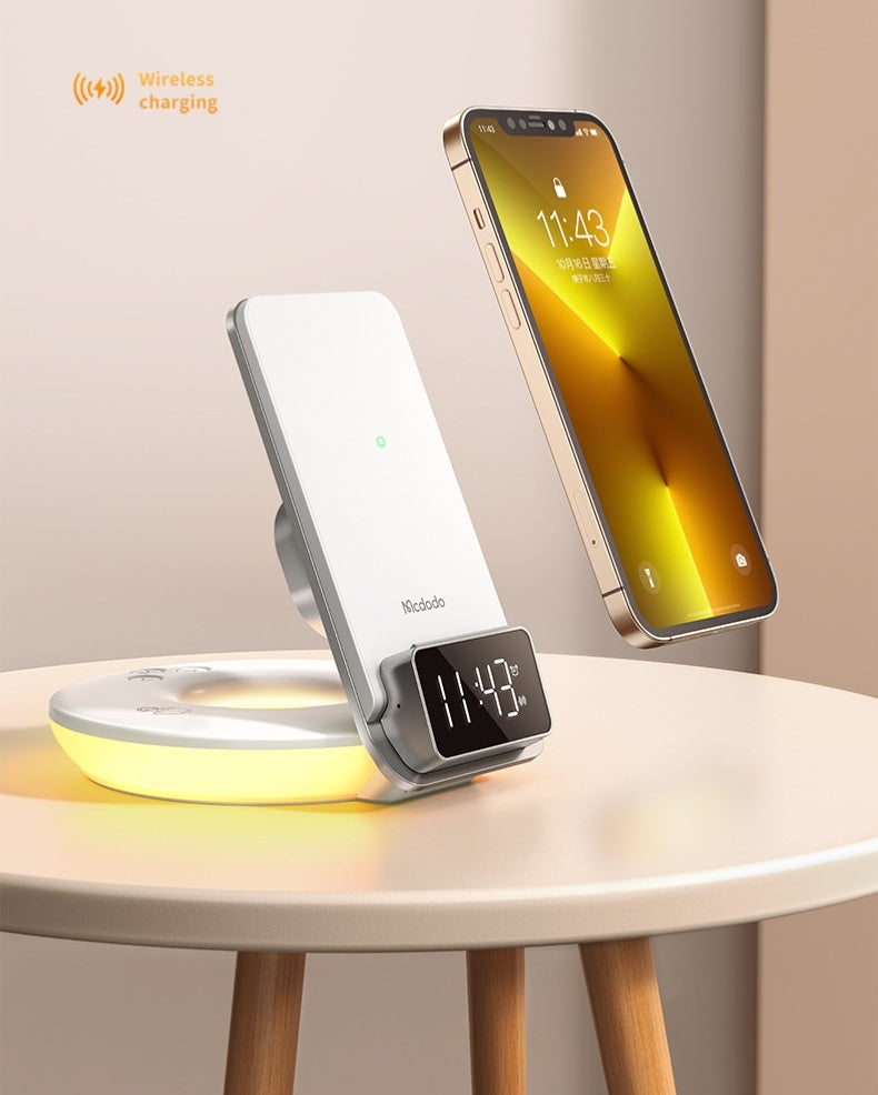 Multifunctional 15W Wireless Charger Foldable Desktop Stand With Night Light - Charge in Style with a Glow and No Wires!