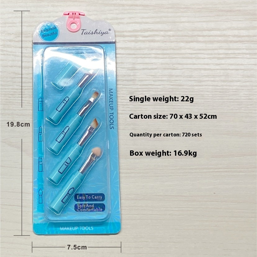 Multifunctional All-Aluminum Tube Four-Cut Makeup Eye Shadow Brush Set - Teleplus multifunctional all-aluminum tube