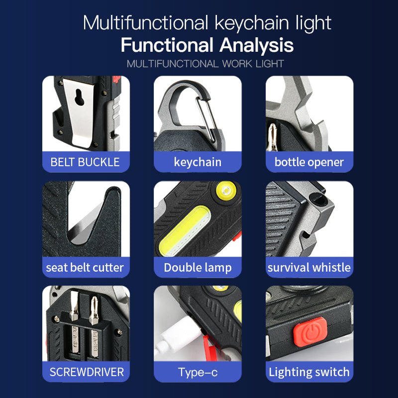 Multifunctional Emergency Charging Light Keychain with Survival Tools - Teleplus multifunctional charging emergency