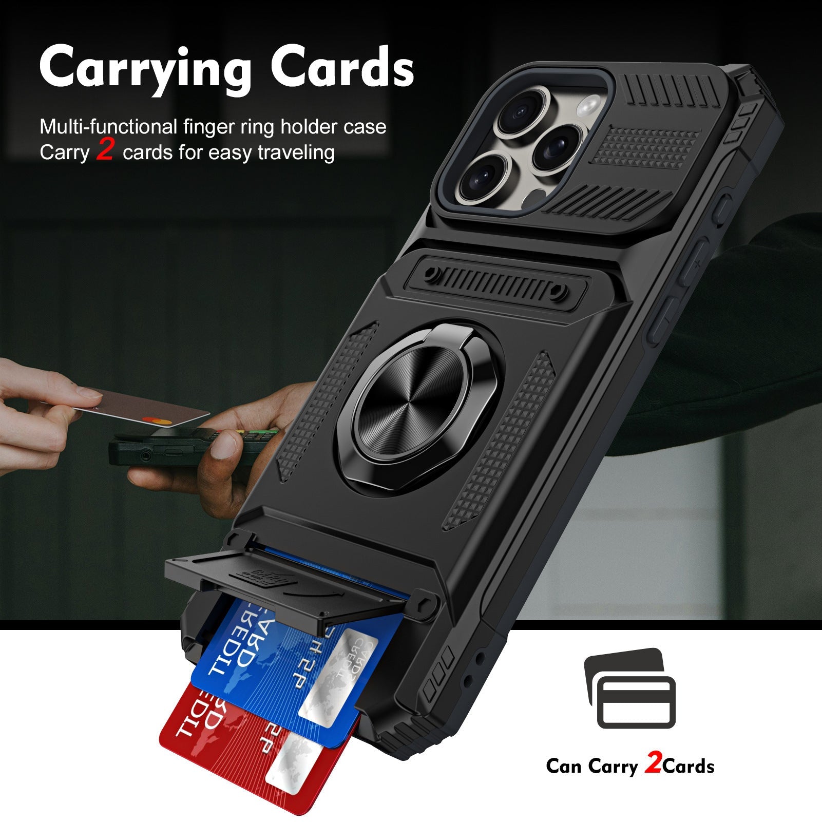 Multifunctional Magnetic Phone Case with Hidden Card Slot and Anti-Fall Bracket - Teleplus phone case hidden card
