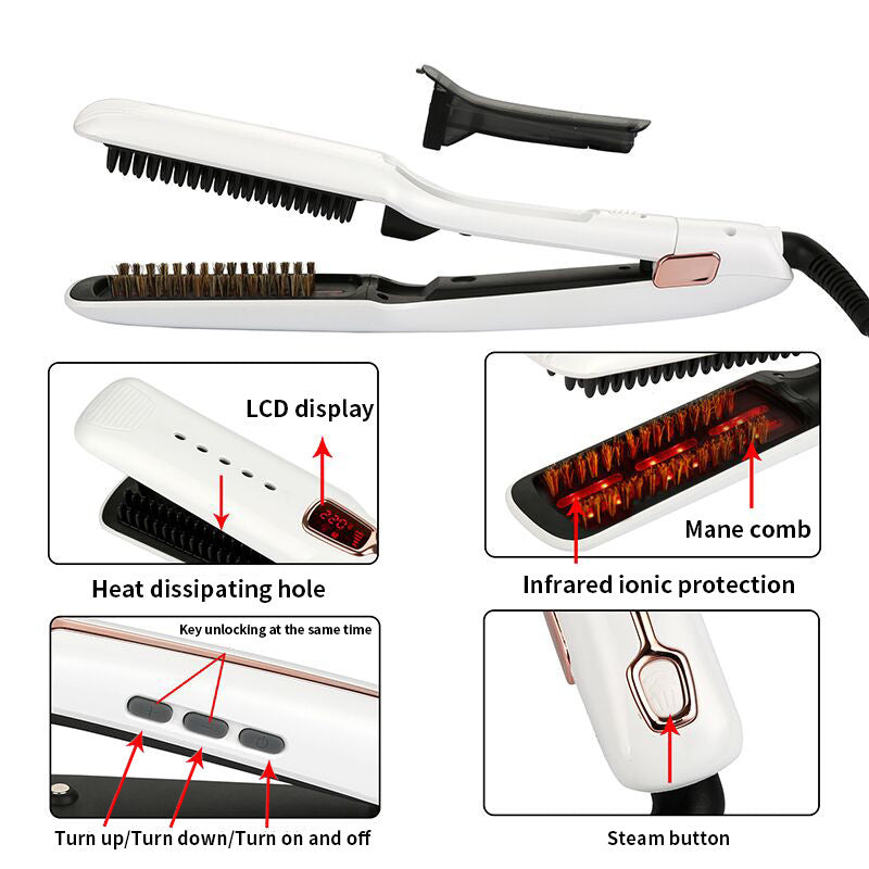 Multifunctional Negative Ion Infrared Steam Hair Straightener with Temperature Control - Teleplus multifunctional