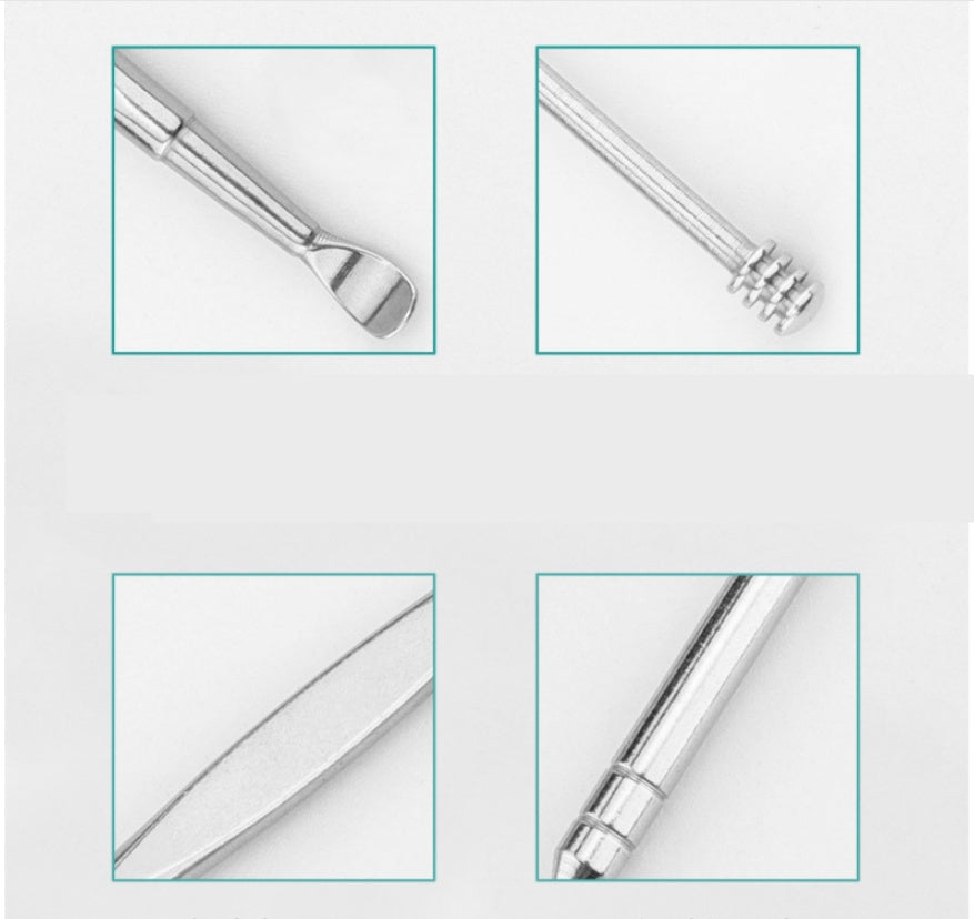 Multifunctional Stainless Steel Ear Digging Spoon Set with Double Head Safety Tool - Ear-cutter for All Ears