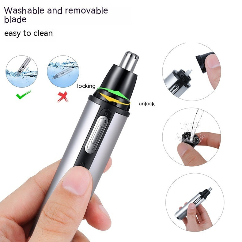 Multifunctional USB Charging Portable Mini Nose Ear Hair Trimmer with Different Heads - Teleplus multifunctional usb