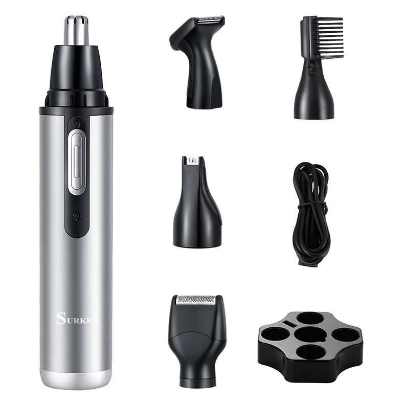 Multifunctional USB Charging Portable Mini Nose Ear Hair Trimmer with Different Heads - Teleplus multifunctional usb