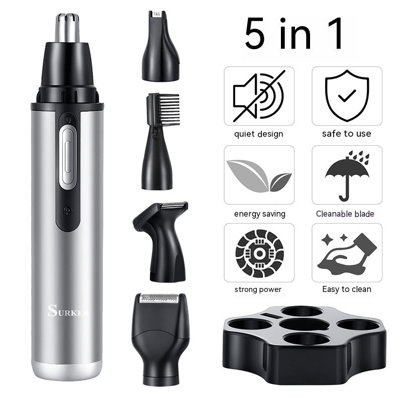 Multifunctional USB Charging Portable Mini Nose Ear Hair Trimmer with Different Heads - Teleplus multifunctional usb