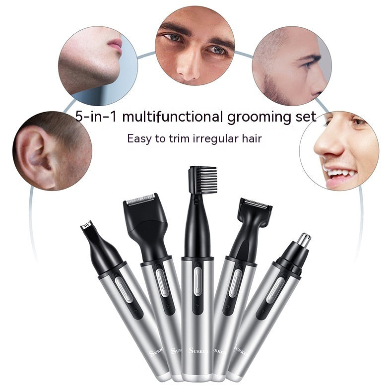 Multifunctional USB Charging Portable Mini Nose Ear Hair Trimmer with Different Heads - Teleplus multifunctional usb