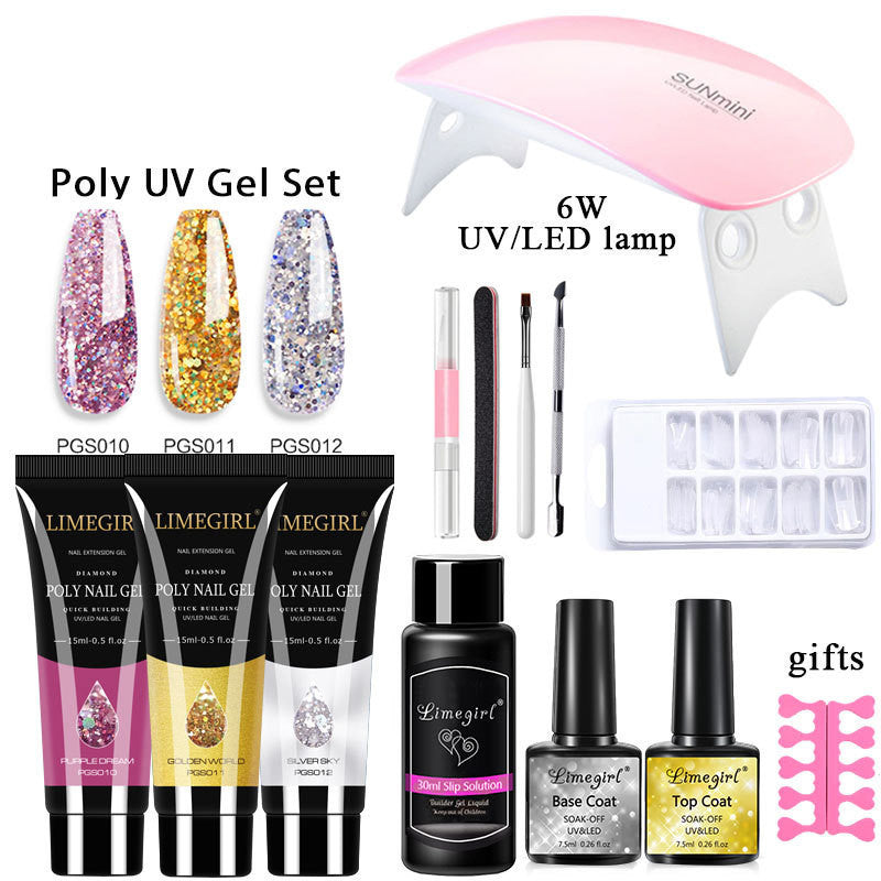 Nail Extension Gel Glue for Crystal UV Phototherapy and Art Extensions - Teleplus nail extension gel set crystal uv