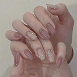Nail Nude Metallic Mirror Line Manicure for Ladies with Design - nail nude metallic mirror line manicure