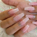 Nail Patch Set with Gradient Rhinestone French for Elegant Beauty - Teleplus nail beauty gradient rhinestone french