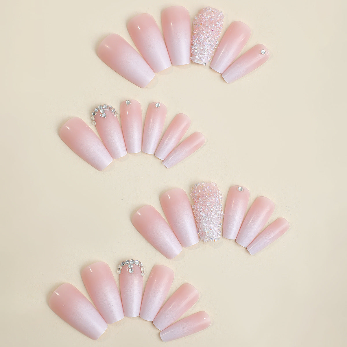 Nail Patch Set with Gradient Rhinestone French for Elegant Beauty - Teleplus nail beauty gradient rhinestone french
