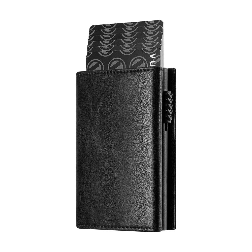 Napa Texture Wallet with [Side Push] and [Bottom Options for Men Women - Side Push Bottom black napa texture wallet