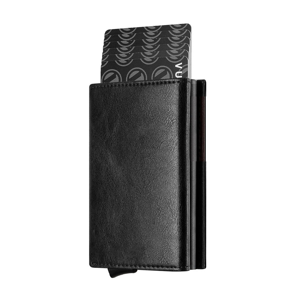 Napa Texture Wallet with [Side Push] and [Bottom Options for Men Women - Side Push Bottom black napa texture wallet