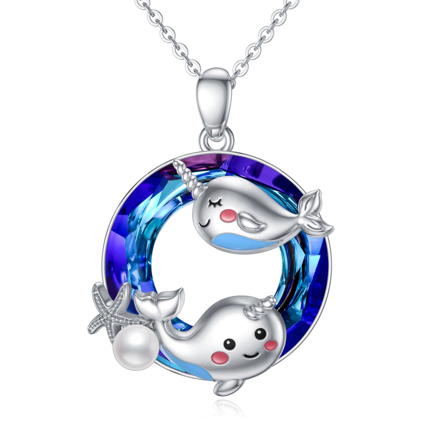 Narwhal Necklace Ocean Life Jewelry Gift for Lovers in the United States - Spark Joy with a united states chf narwhal