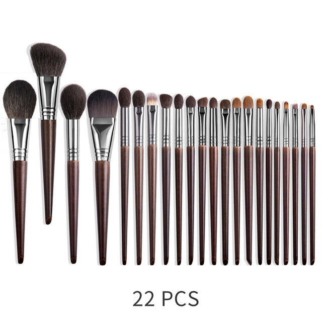 Natural Beech Wood Makeup Brushes Set for Eyeshadow and Face - Teleplus natural makeup brushes set eyeshadow