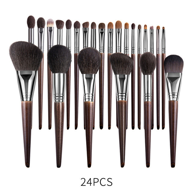 Natural Beech Wood Makeup Brushes Set for Eyeshadow and Face - Teleplus natural makeup brushes set eyeshadow