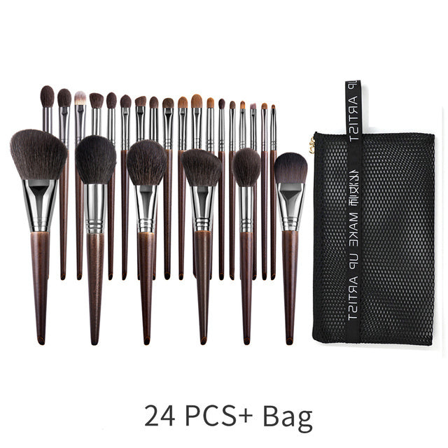 Natural Beech Wood Makeup Brushes Set for Eyeshadow and Face - Teleplus natural makeup brushes set eyeshadow