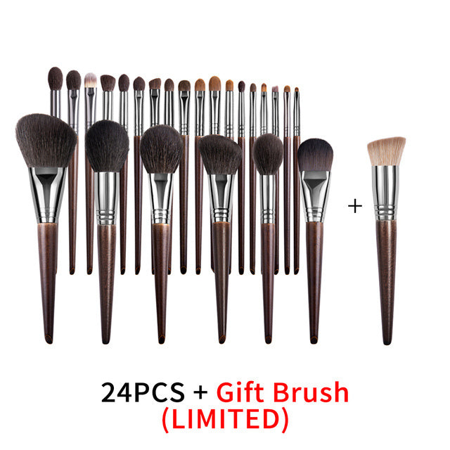 Natural Beech Wood Makeup Brushes Set for Eyeshadow and Face - Teleplus natural makeup brushes set eyeshadow