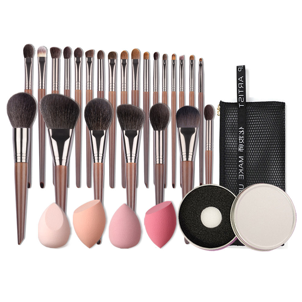 Natural Beech Wood Makeup Brushes Set for Eyeshadow and Face - Teleplus natural makeup brushes set eyeshadow