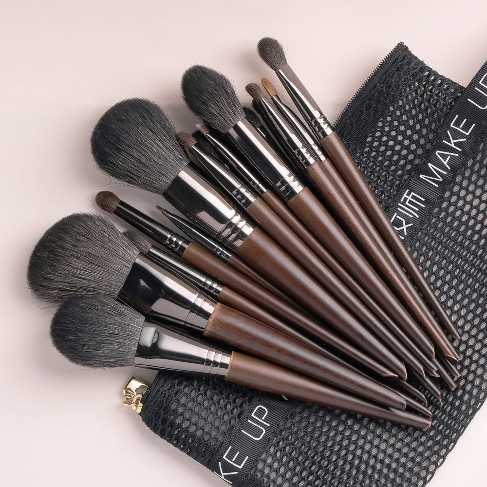 Natural Beech Wood Makeup Brushes Set for Eyeshadow and Face - Teleplus natural makeup brushes set eyeshadow