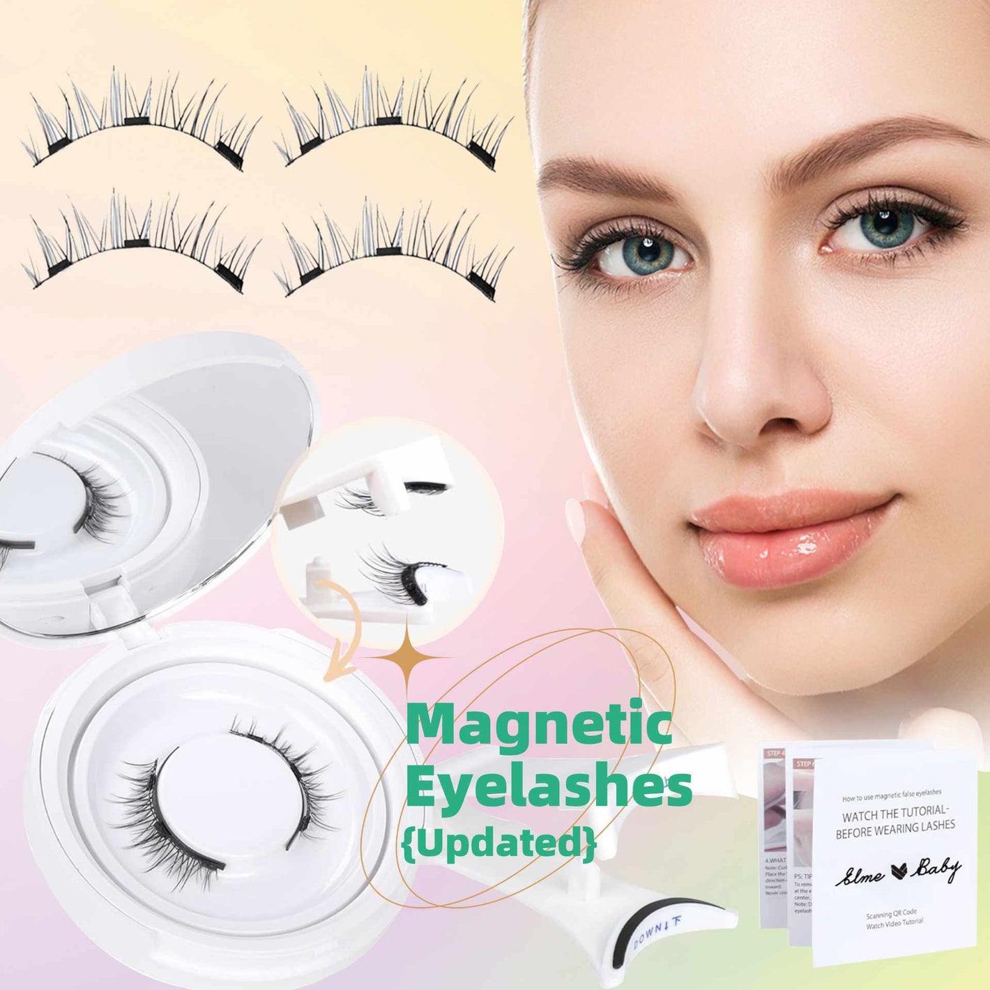 Natural Eyelashes Magnetic False with Suction Design - Teleplus natural eyelashes magnetic suction false