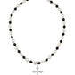 Natural Freshwater Pearl Black Agate Necklace With Cross Pendant - Natural Freshwater Pearl Black Agate Necklace