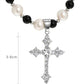 Natural Freshwater Pearl Black Agate Necklace With Cross Pendant - Natural Freshwater Pearl Black Agate Necklace