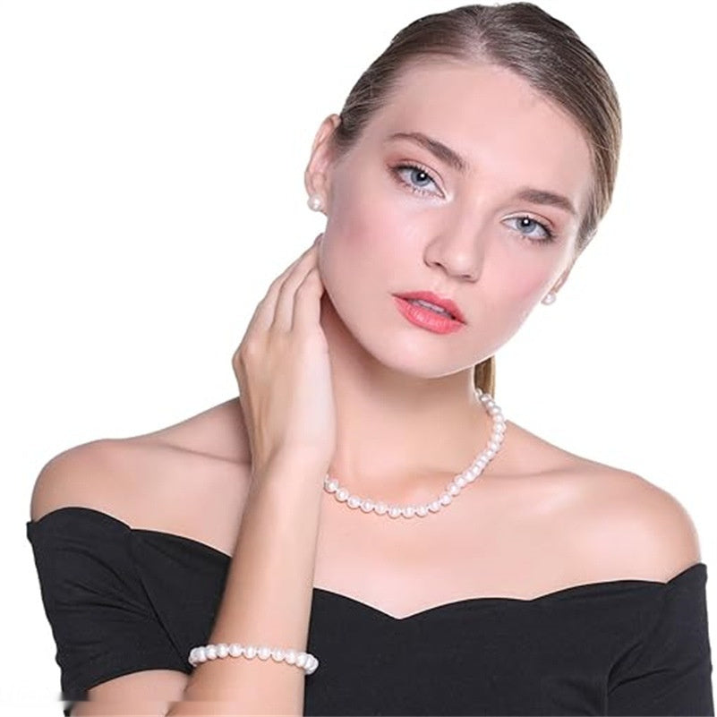 Natural Freshwater Pearl Yuanbao Necklace and Jewelry Set for Women - Knot natural freshwater pearl yuanbao knot