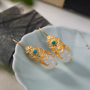 Unisex Copper Electroplated Plum Earrings for Zodiac and Animal Symbols - Jade That Make Your Ears Feel Like Royals