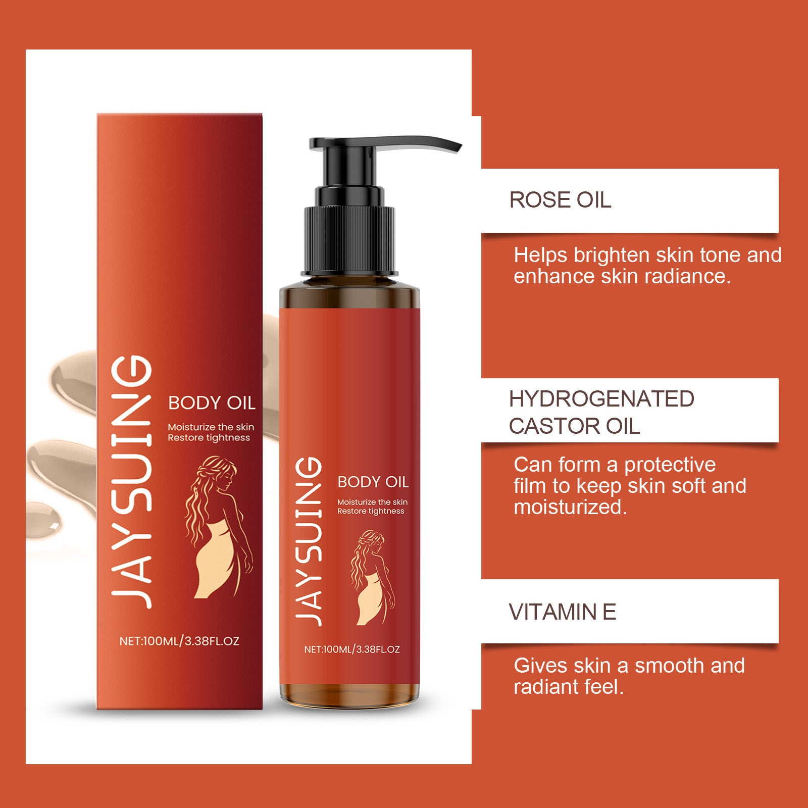 Natural Skincare Serum with Glycerol Rose Oil Vitamin E and Castor