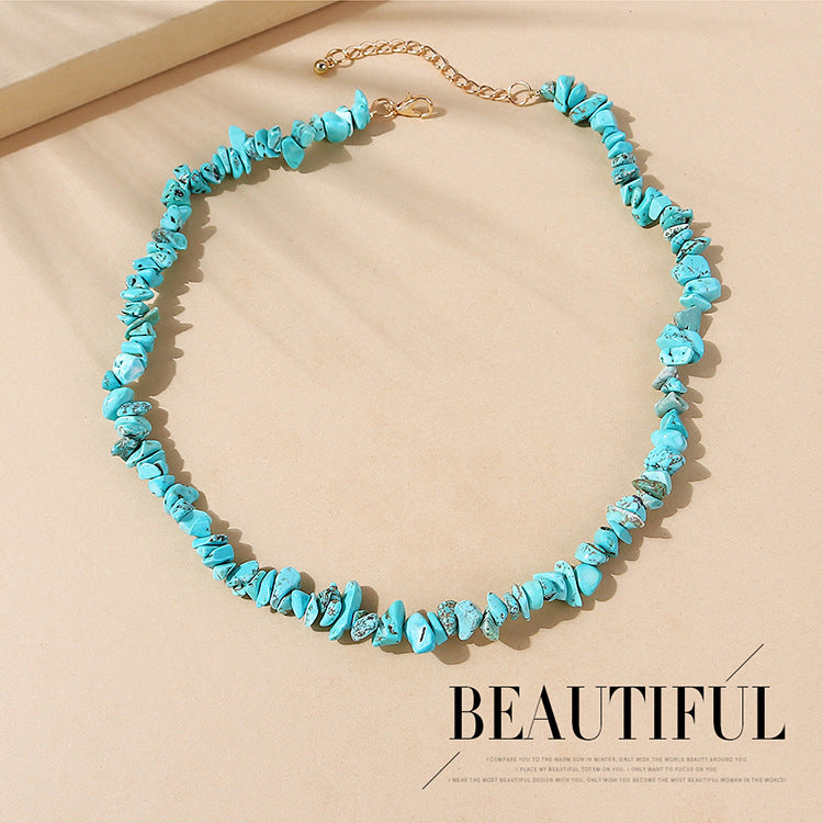 Natural Stone Color Irregular Hand-woven Clavicle Chain - Natural Stone Color Irregular Hand-woven Necklace