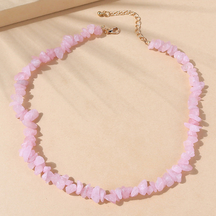 Natural Stone Color Irregular Hand-woven Clavicle Chain - Natural Stone Color Irregular Hand-woven Necklace