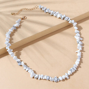 Natural Stone Color Irregular Hand-woven Clavicle Chain - Natural Stone Color Irregular Hand-woven Necklace