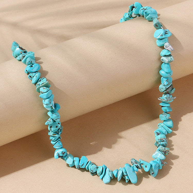 Natural Stone Color Irregular Hand-woven Clavicle Chain - Natural Stone Color Irregular Hand-woven Necklace