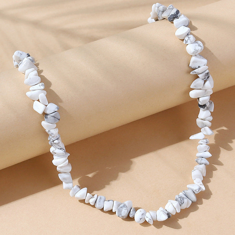 Natural Stone Color Irregular Hand-woven Clavicle Chain - Natural Stone Color Irregular Hand-woven Necklace